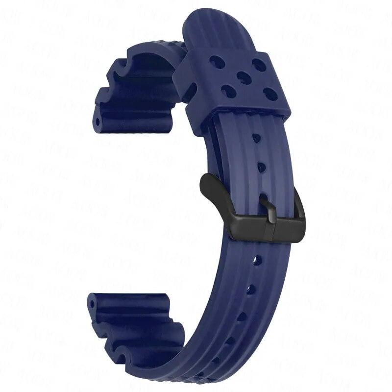 Cinturino in Gomma Waffle 20mm 22mm Fibbia in Acciaio Inossidabile Uomo Sport Impermeabile TPU Sostituisci Cinturino Orologio per Seiko per Citizen Blu