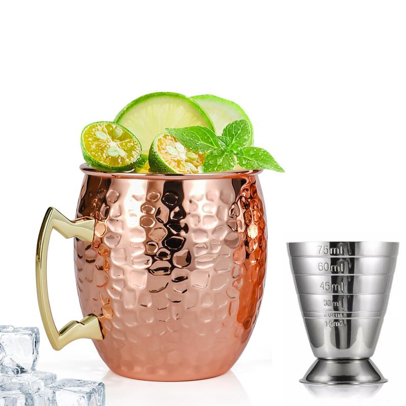 Moscow Mule Mug Coffee Cup Bar Drinkware Champagne Cup Cocktail Wine Cup Stainless Steel Hammered Copper Plated Beer Cup