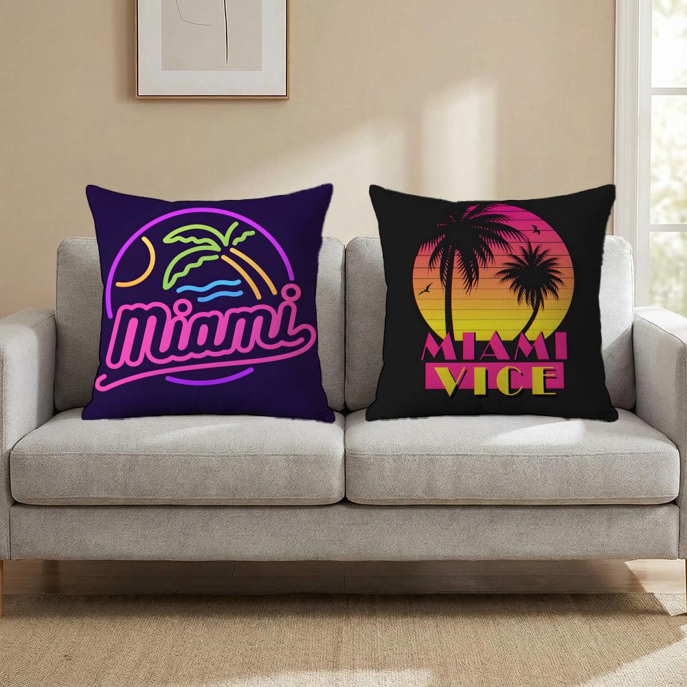 M-Miami Vice Movie Cushion Cover Multi-Scene Pillow Cover for Home & Car - Reversible, Soft & Durable for Daily Use