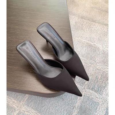 Ladies Big Brand Luxury Fashion Solid Color Sandals  Summer New Pointed Stiletto Banquet Comfortable Ladies Slippers