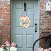 Summer Front Door Sign Hanger Welcome Wood Circle Party Decor 11.4"x11.4" for Yard Indoor