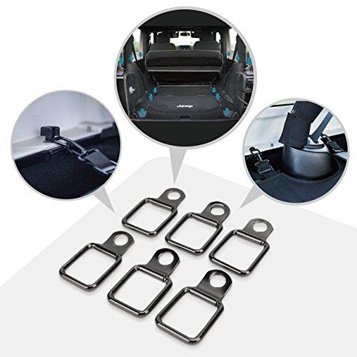 

Topcustomer - 6 шт. D-образные кольца для крепления груза в багажник и чехол для грузовой сетки, совместимые, черный органайзер, кольца-пуллеры для Jeep Wrangler TJ/YJ/JK/JL