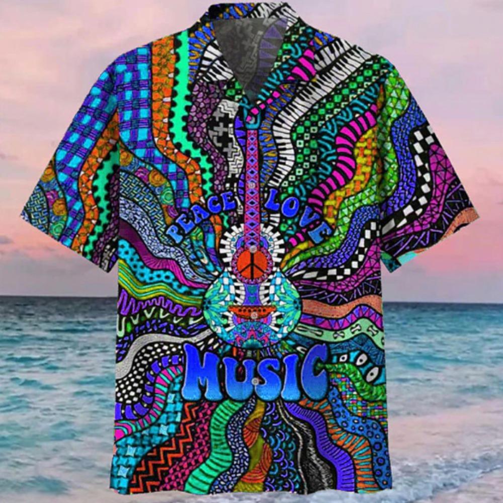 Men's Abstract Graffiti  3D Print Shirt Button Up Shirt Casual Shirt Summer Shirt Short Sleeve Daily Vacation Clothing