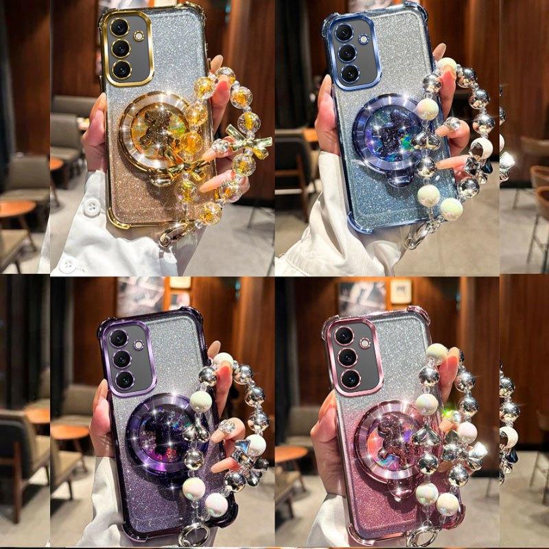 Glitter Pony Bracket Bracelet Case for Samsung Galaxy A17 A07 A37 A57 A16 A26 A36 A56 A06 A15 A25 A35 A55 A14 A24 A34 A54 5G