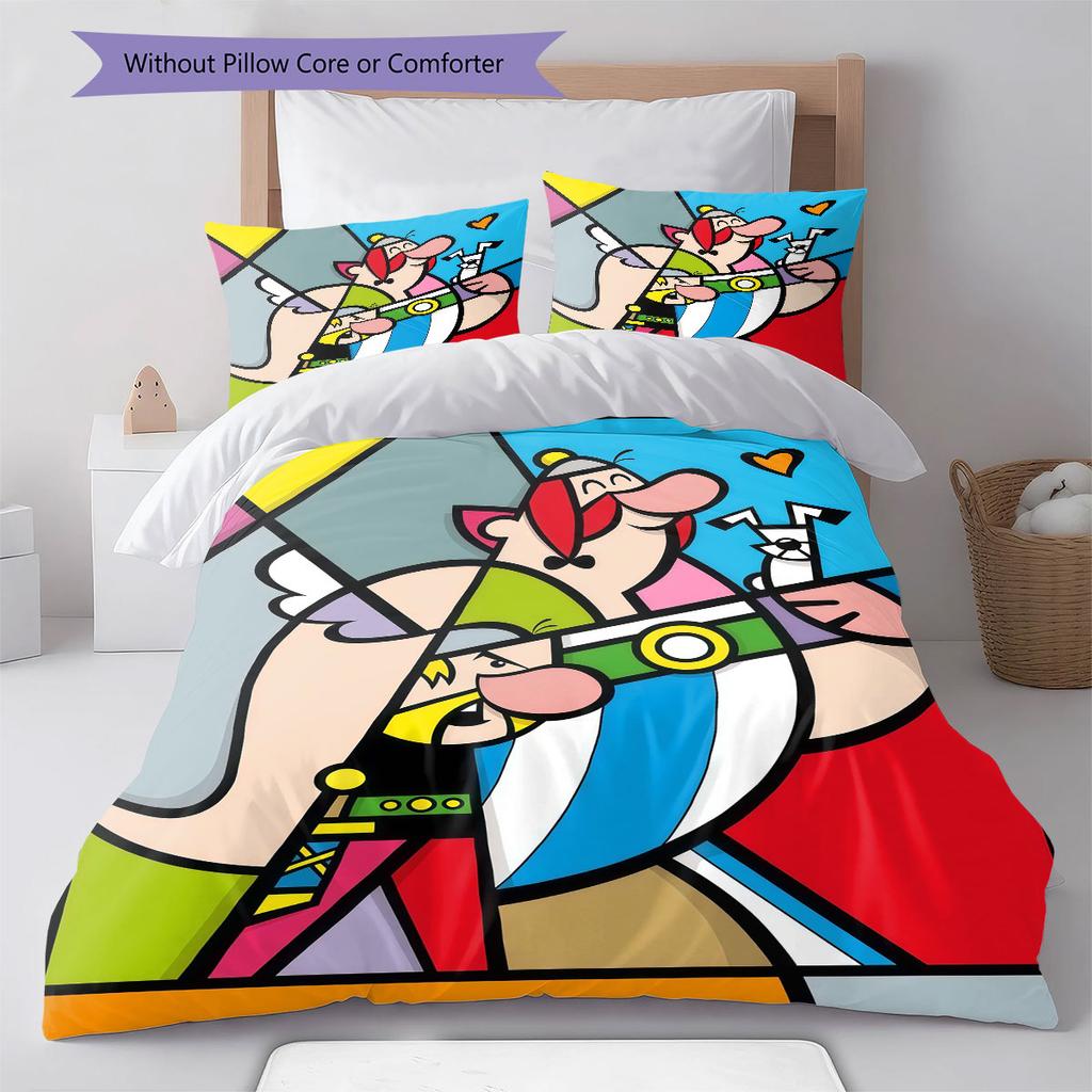 Asterix Bedding Quilt Set Quilt Cover Pillowcase Home Decoration Birthday Gift (1 * Duvet Cover + 2 * Pillowcase, Without Core)