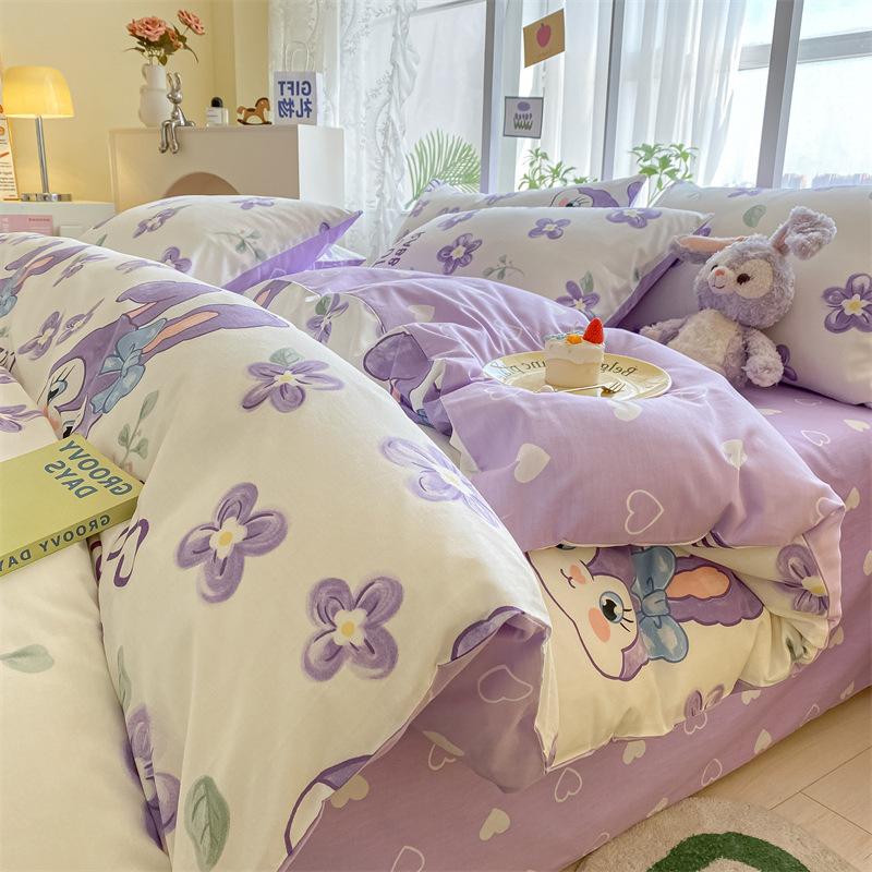 Bedding Four-piece Set, Cotton Pure Cotton Floral Quilt Cover, Bed Sheet Dormitory Three-piece Set