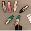 Low Wild Fashion 2025 One-pedal Women's Shoes Sandals Muller Bag Head Half Slippers Heel Wear New Summer Square Head