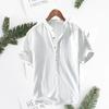 Stand Collar Short Sleeve Men Shirt Buttons Half Placket Anti-pilling Summer Casual Solid Color Thin Shirt Daily Garment
