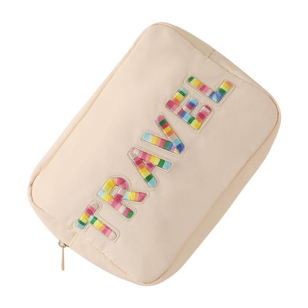2024 Nylon Rainbow Embroidered Cosmetic Clutch Bag for Portable Storage