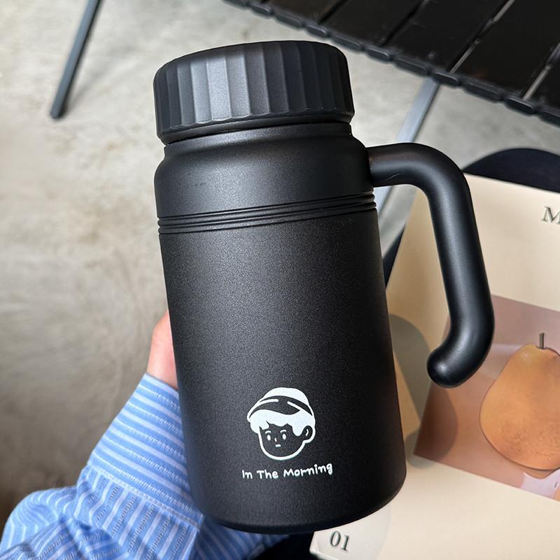 

Modern Minimalist Ceramic Insulated Mug With Handle For Travel And Office Use чёрный