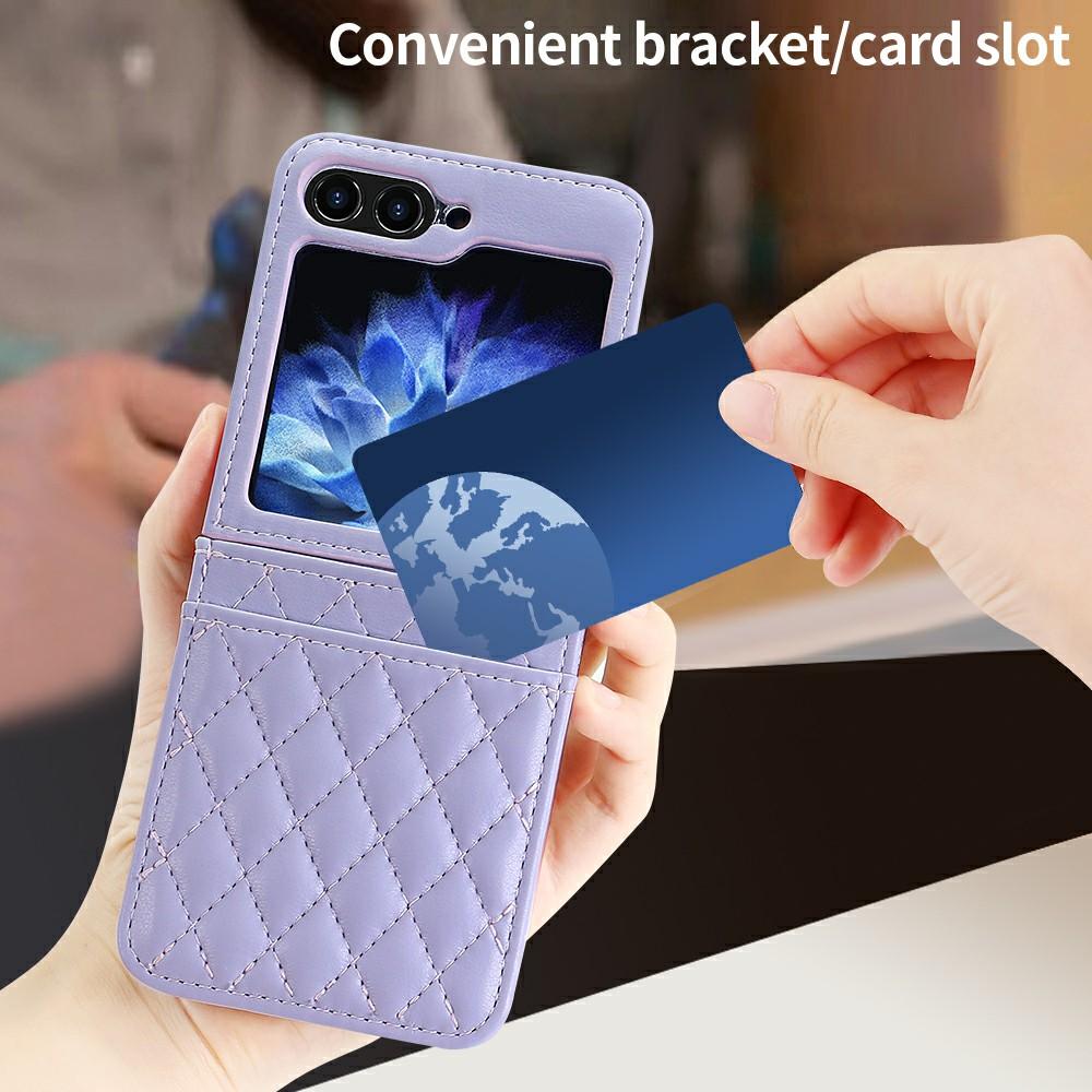 For Samsung Galaxy Z Flip7 FE 5G/Z Flip6 5G Case with Strap Card Slot PU+PC Phone Back Cover