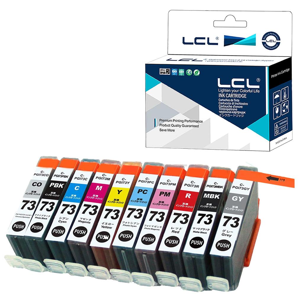 LCL Compatible Canon Ink Cartridges for PIXMA and Printers PGI-73 (10-Color Set, PBK, MBK, C, M, Y, PC, PM, R, GY, CO) Pro-10 Pro-10s