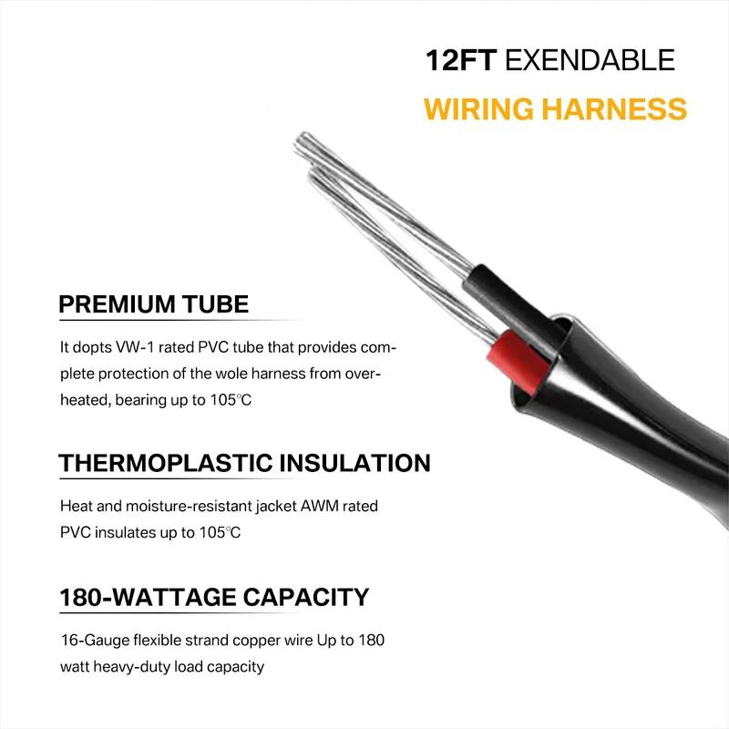 Auto LED Light Wiring Harness 40A Relay On-off Waterproof Switch for Off Road Vehicle Boats Ship Car Cable Wiring Harness Kit