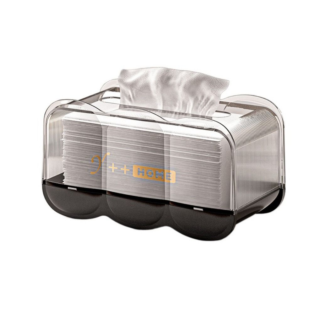 Plastic Tissue Box Built-in Spring Automatic Lifting Napkin Dispenser Box Visible Large Capacity Paper Box Container Living Room