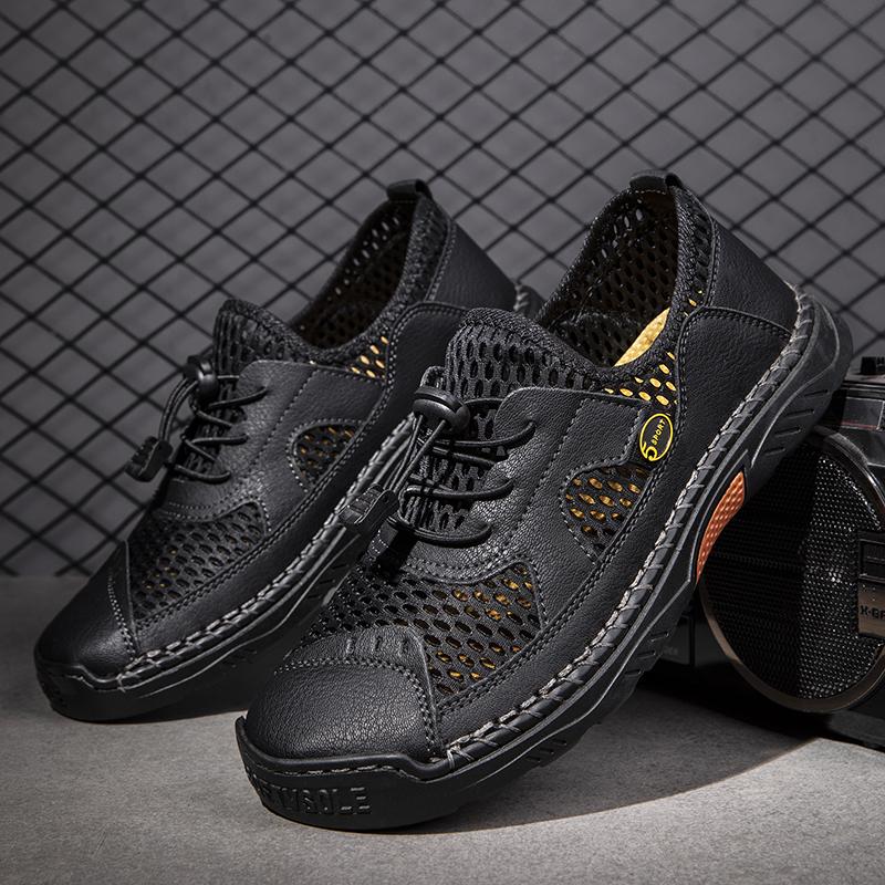 

Ультралегкие мужские кроссовки, летние удобные теннисные туфли, мужская обувь для вождения, мягкая сетчатая повседневная обувь для активного отдыха, нескользящая, удобная для ходьбы 46 чёрный
