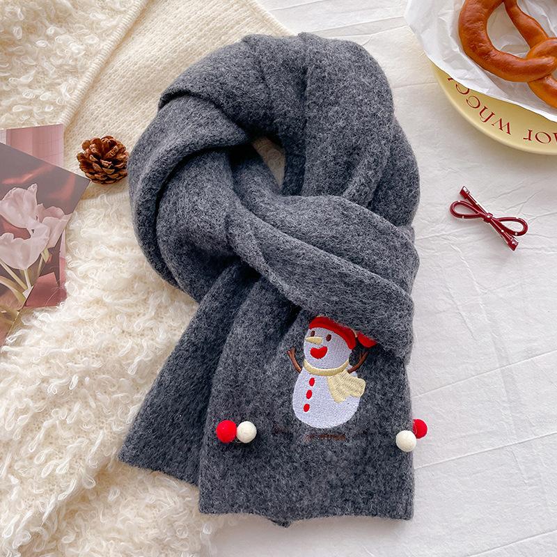 Cute Christmas Snowman with Wool Knitted Scarf for Men and Women, Thickened New Atmosphere Scarf In Winter