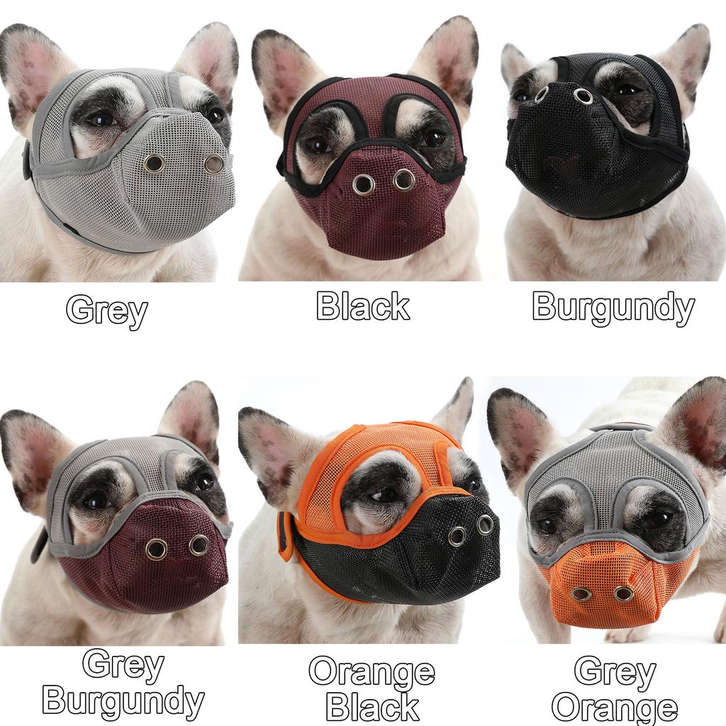 Dog Muzzle Breathable Mesh for Short Snout Dogs Prevent Biting Barking