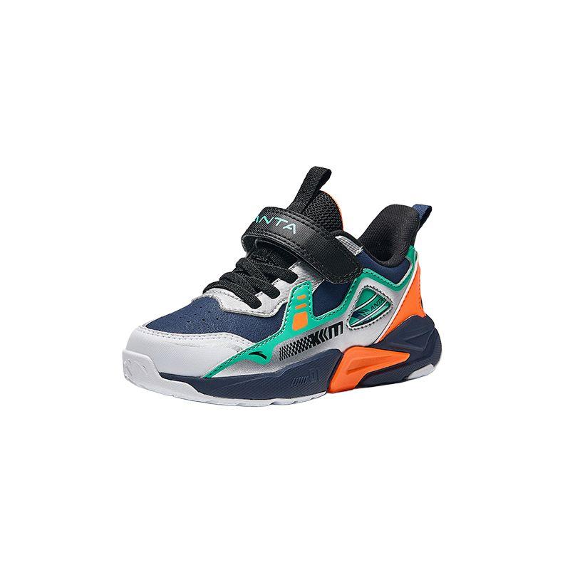 Anta Kids Synthetic Leather Fashion Versatile Lightweight Non-Slip Wear-Resistant Low-Top Running Shoes Kids Sneakers Blue Green A12449937N-2