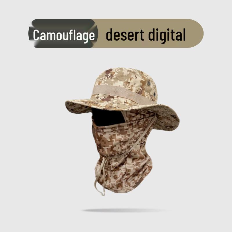 Camouflage Winddichter Fischerhut & Sonnenschutzmasken-Set für Outdoor-Aktivitäten
