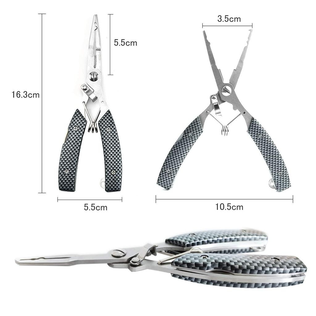 DanYun Fishing Pliers, Ultra-Lightweight, Multi-Functional Pliers with Hook Remover, Line Cutter, and Hook Remover, Made of Stainless Steel 2CR13,