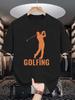 Golfing Player Silhouette Unisexs T Shirt Crew Neck Cotton Golf Tee For Golf Fans Outdoor Gift For Male Sports Lovers Daily Wear