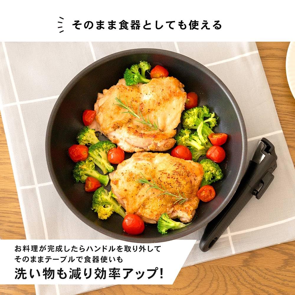 Konan Original LIFELEX Frying Pan with Removable Handle 5 Piece Compatible Set/IH IHS-N18F2026G18H