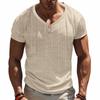 Pánské Mřížkový výstřih do V Volné Jednobarevné Prodyšné Ležérní Tvrdý muž Henry Tričko s krátkým rukávem
