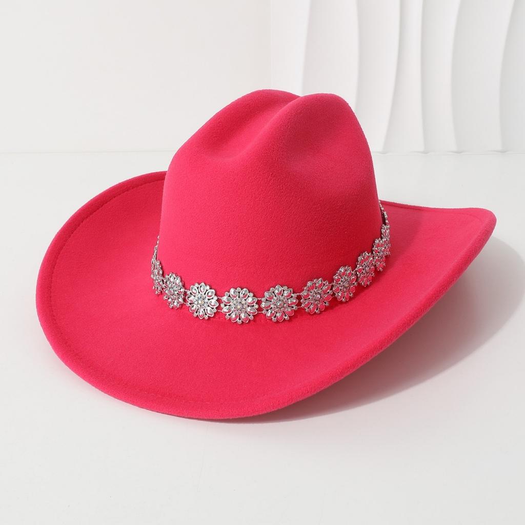 Men's unisex western cowboy hat Metallic flower rhinestone gem accessories Gentleman's hat Hiking hat