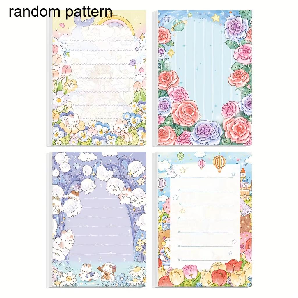 4pcs (200 Pages) Dream Garden Memo Pad Thick Paper Home Office and School Message Pads Mini Cute Stationary Supplies 2.95*4.33in