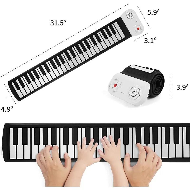 49 Keys Musical Keyboard Portable Silicon Hand Roll Up Piano Electronic Keyboard Organ for Children Music Lover