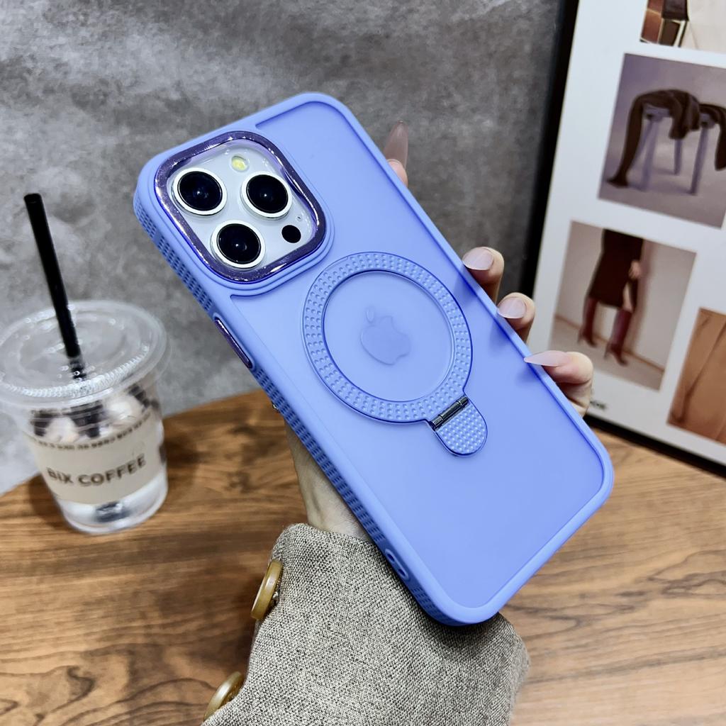 Applicable To IPhone16Promax Mobile Phone Case Magnetic Suction Bracket Apple 15 Anti-fall Cover 14/13 Matte Skin Feeling