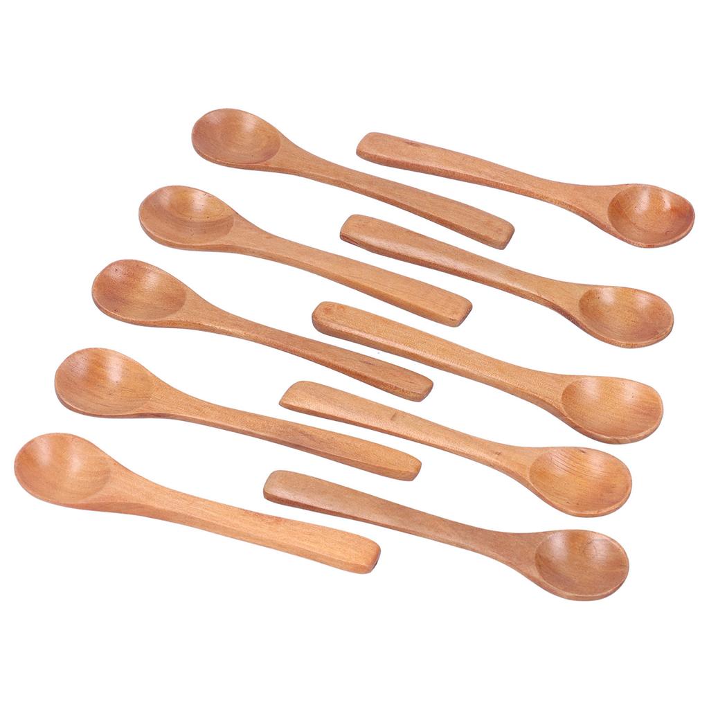 10pcs Wooden Spoon Children s Tableware Mini Round Seasoning Spoon with Long Handle for Kitchen5.1x1.2in
