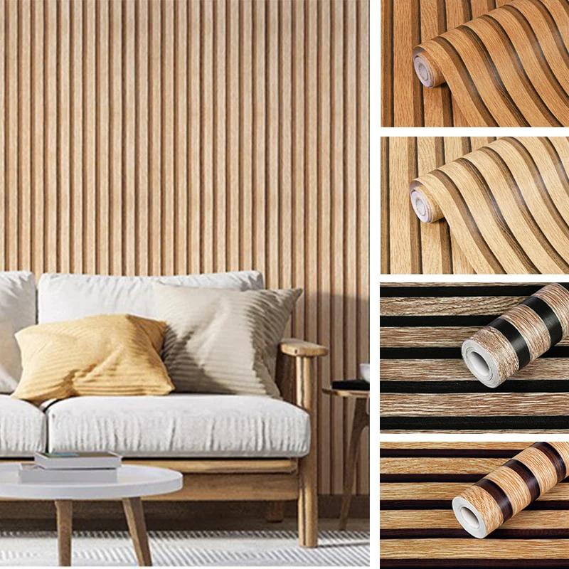 45cm Vinyl Wall Panels Self-Adhesive - Waterproof Wood Grain Stickers for Cabinet/Wall Renovation  Removable Roll