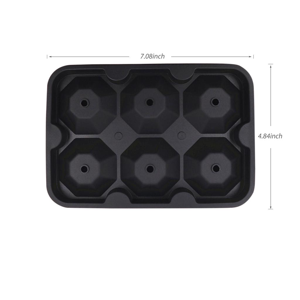 Ice Cube Trays Release Silicone Diamond Shaped 6 Grids Ice Trays with Spill-Resistant Removable Lid Stackable DIY Home Ice Cube Molds with Small Funn