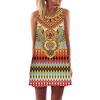 European and American Summer New Retro Digital Printing Round Neck Hot-selling Off-the-shoulder Medium and Long Vest Dress