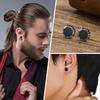 Vnox Octagon Triangle Earrings for Men, Stainless Steel Viking Rune Almut Stud Earrings, Geometric Ear Jewelry