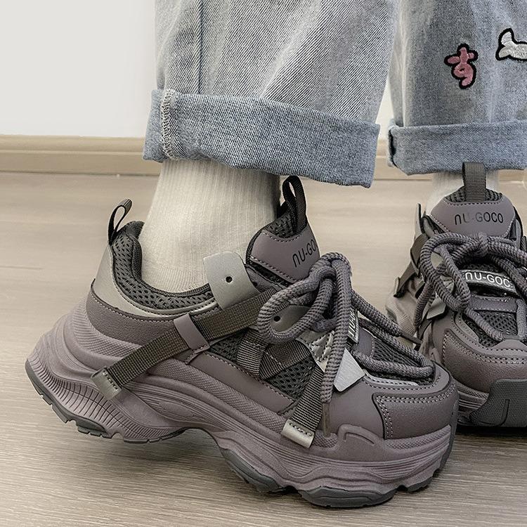 Fried Street Daddy Shoes Women 2025 New Thick-soled Height-increasing Feet Small Versatile Casual Sneakers Student Lightweight Women's Shoes