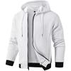 Quilted Hooded Zip-Up Jacket with Adjustable Drawstring, Ribbed Cuffs and Hem, Available In Beige, White, Black, Light Gray, Dark Blue