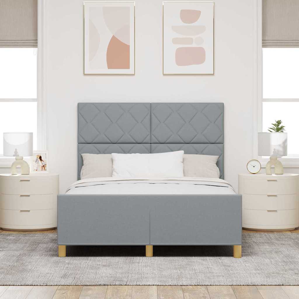 Bed Frame with Headboard Light Grey 140 x 190 cm Fabric