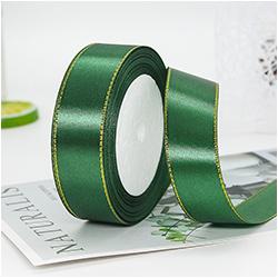 Gift Satin Ribbons Wholesaler 1inch 100% Polyester Christmas Ribbon Gold Wired Edged Satin Ribbon Roll Accept Print Logo