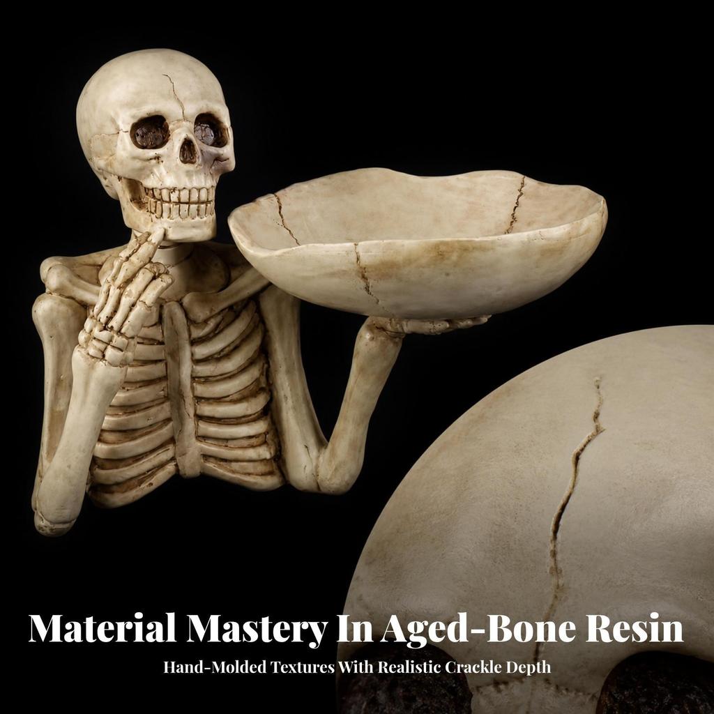 Spooky Skull Tray | Aged Bone Finish, Medieval Home Decor, Skeleton Tray, for Entryway