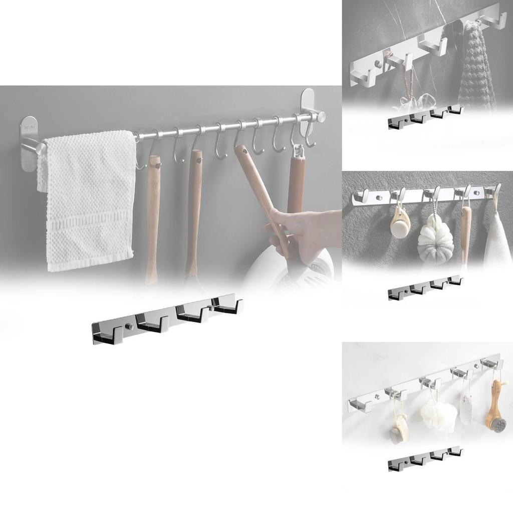 Versatile Stainless Steel Adhesive Hooks For Stylish Clothing Storage In Kitchen And Bathroom