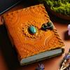 Embossed Leather Book of Shadows: Lapis Lazuli Grimoire Journal