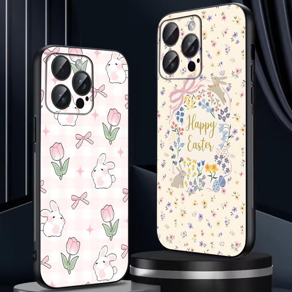 Easter Phone Case For iPhone17 16 16e 15 14 13 12 11 Plus Mini Pro Max Soft Black Shockproof Cover