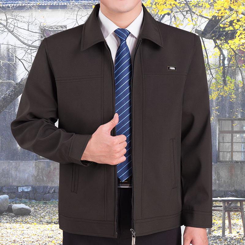 Men's Lapel Jacket - Mid-Aged & Elderly Spring/Autumn/Winter Overcoat Dad's Wear