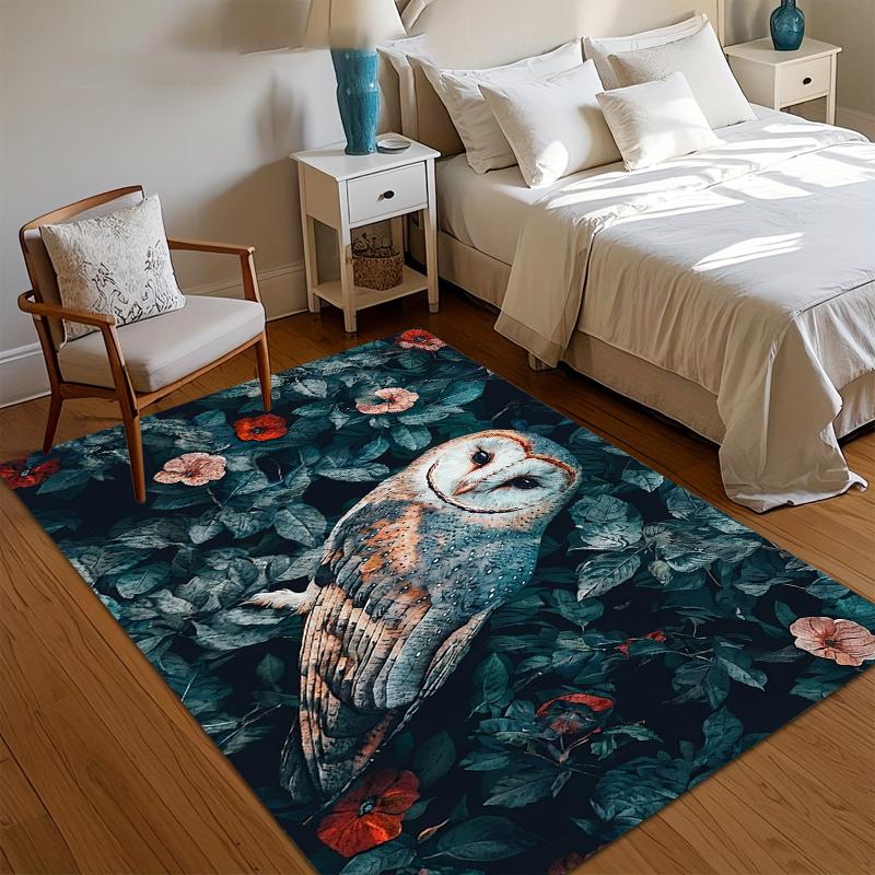 

Dark Mystical Forest Area Rug Barn Owl Carpet Non-Slip Washable Floormat Doormat for Bedroom Living Room Entryway Retro Style 40x60CM