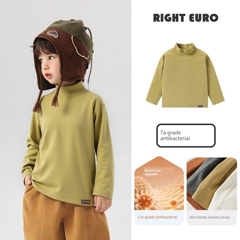 Right European Style Boys' Half-High Collar Base Layer Shirt 2025 Winter New Baby Inner Wear Warm Long-Sleeve T-Shirt Children's Clothing