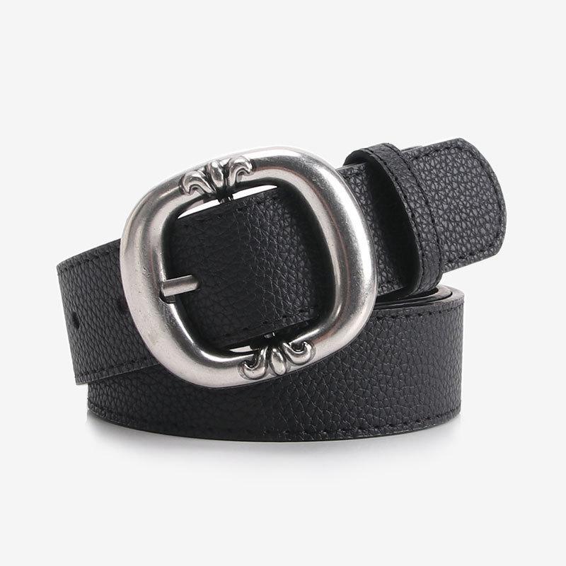 Leopard Pattern Leather Belt With Electroplated Buckle For Casual Women