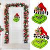 Christmas Welcome Door Sign Green Film Character Wooden Wreath for Front Door Wall Porch Indoor Outdoor Decor