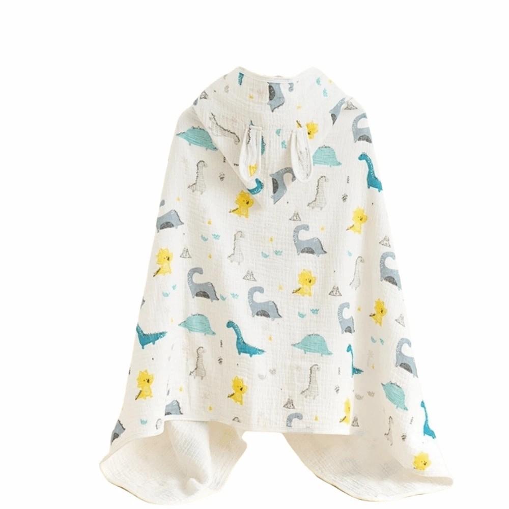 Four Layer Hooded Bathrobe Cartoon Printed Infant Bathrobe Warm Baby Gauze Bath Towel  Sleepwear